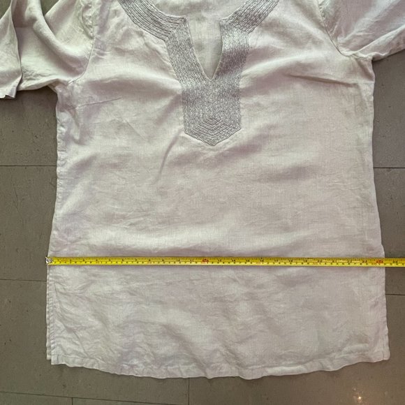 Tommy Bahama Light Tan Linen Tunic with Beading - Size XL - Picture 4 of 10